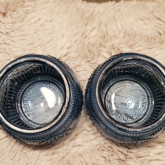 Diamond Lattice Glass Candle Holders Elegant Tealight Cups Baby Blue Cottagecore - Picture 10 of 11